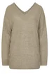 Yours Curve Natural Brown V-Neck Knitted Jumper - Size 26-28 Clothing Image 5