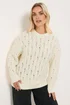 Yours Curve Ivory White Cable Knit Jumper - Size 22-24 Image 1