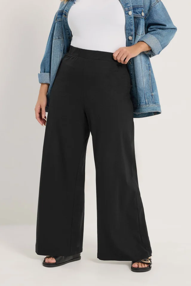 Yours Curve Black Wide Leg Leggings