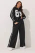 Yours Curve Black Wide Leg Side Stripe Joggers - 26-28 Image 3
