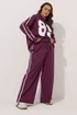 Yours Curve Burgundy Red Side Stripe Wide Leg Joggers - 20 Image 1