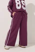Yours Curve Burgundy Red Side Stripe Wide Leg Joggers - 20 Image 2