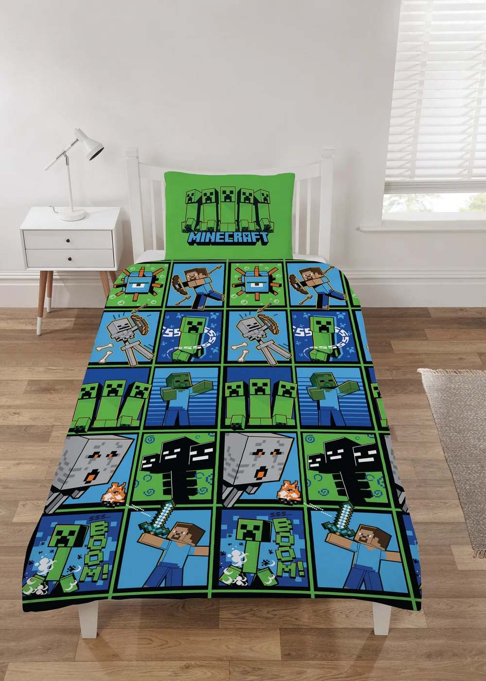 Minecraft Blue & Green Bed Set - Single Image 1