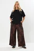 Yours Curve Brown Leopard Print Crinkle Wide Leg Trousers - 22-24 Image 2