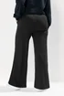 Yours Curve Black Ribbed Wide Leg Trousers - 34-36 Image 3