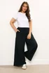 Yours Curve Black Crinkle Wide Leg Trousers - 18 Image 2