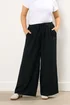 Yours Curve Black Crinkle Wide Leg Trousers - 18 Image 1