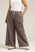 Yours Curve Brown Stripe Wide Leg Trousers - 22-24 Image 2