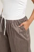Yours Curve Brown Stripe Wide Leg Trousers - 22-24 Image 4