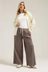 Yours Curve Brown Stripe Wide Leg Trousers - 22-24 Image 1