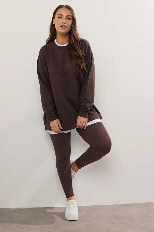 Yours Curve Chocolate Brown 2-In-1 Jumper - Size 14 Clothing Image 2