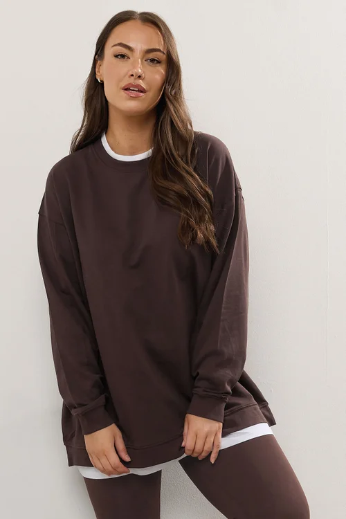 Yours Curve Chocolate Brown 2-In-1 Jumper - Size 14 Clothing Image 1