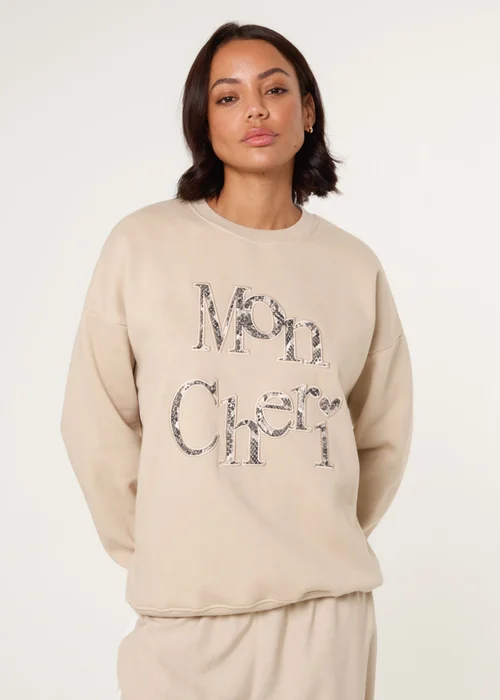 Blue Vanilla Stone Slogan Mon Cheri Snake Sweatshirt - Small/Medium Image 1