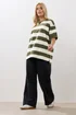 Yours Curve Khaki Green Stripe Heavyweight T-Shirt - Size 20 Clothing Image 3