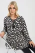 Yours Curve Black Floral Tie Neck Tiered Blouse - Size 26-28 Image 1