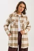 Yours Curve Natural Brown Check Shacket - 20 Image 1