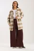 Yours Curve Natural Brown Check Shacket - 20 Image 2