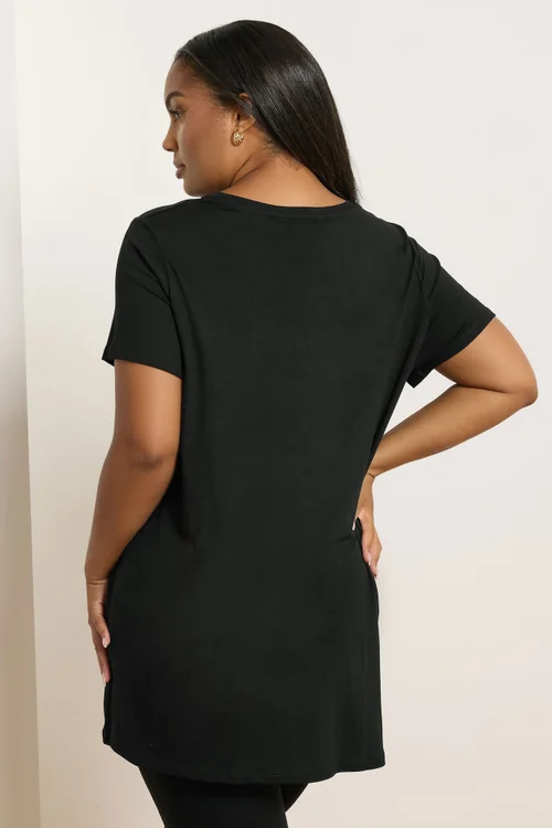 Yours Curve Black Leopard Embellished T-Shirt - Size 22-24 Image 3