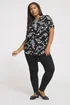 Yours Curve Black Floral Textured Notch Neck Top - Size 14 Clothing Image 2