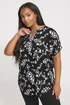 Yours Curve Black Floral Textured Notch Neck Top - Size 14 Clothing Image 1