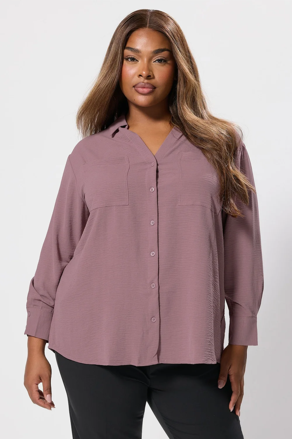 Yours Curve Mauve Purple Crinkle Blouse - Size 20 Clothing Image 1