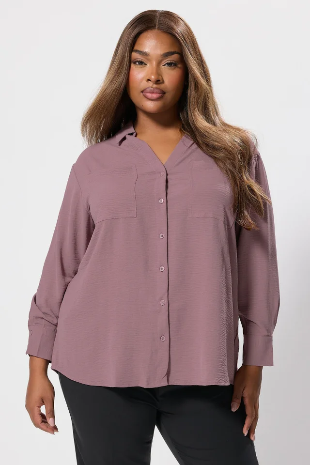 Yours Curve Mauve Purple Crinkle Blouse