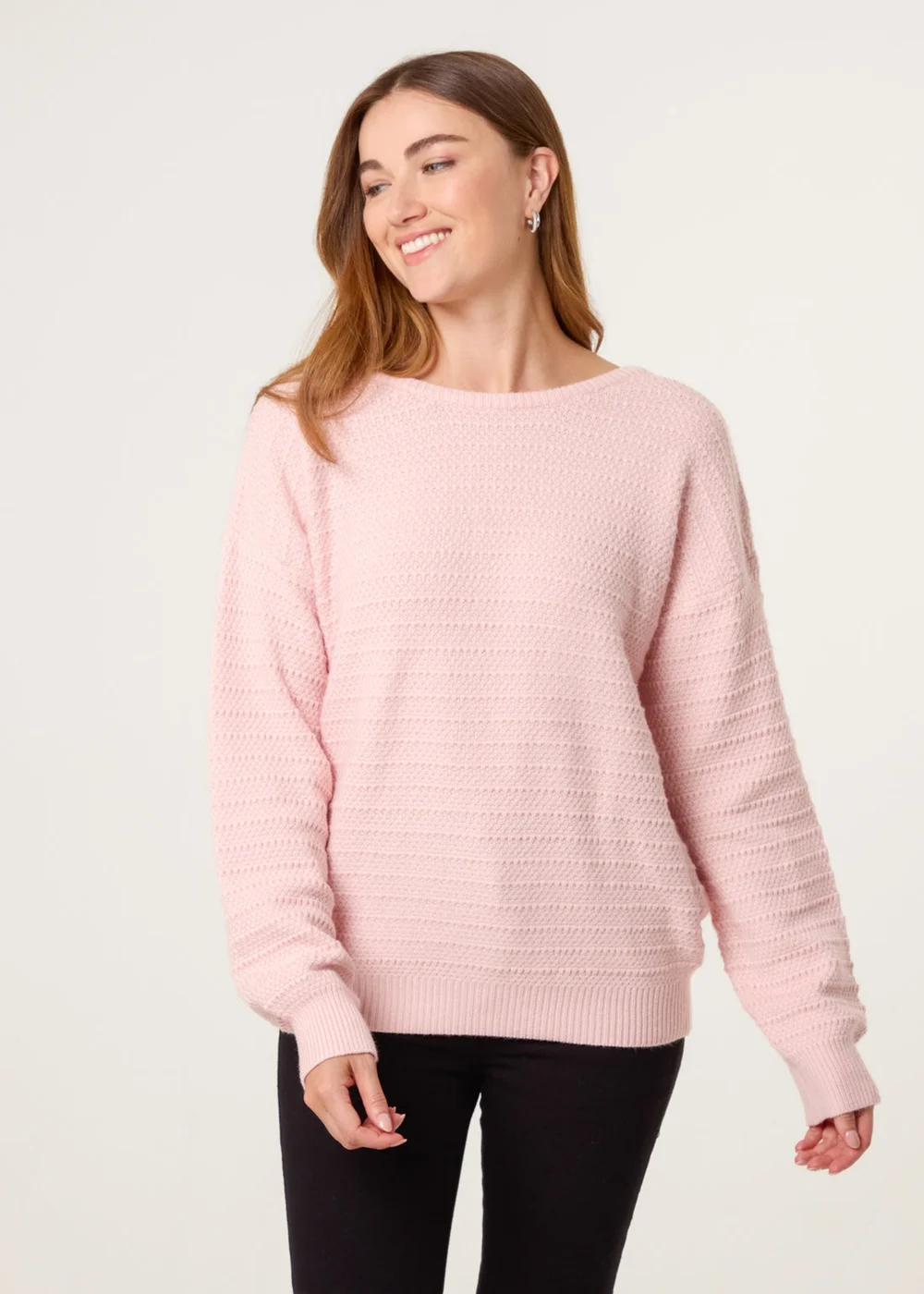 Blue Vanilla Pink Round Neck Bow Back Detailed Jumper - Small/Medium Image 2