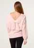 Blue Vanilla Pink Round Neck Bow Back Detailed Jumper - Small/Medium Image 4
