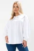 Yours Curve White Poplin Statement Collar Shirt - Size 18 Clothing Image 1