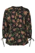 Yours Curve Black Floral Tie Neck Blouse - Size 16 Clothing Image 5
