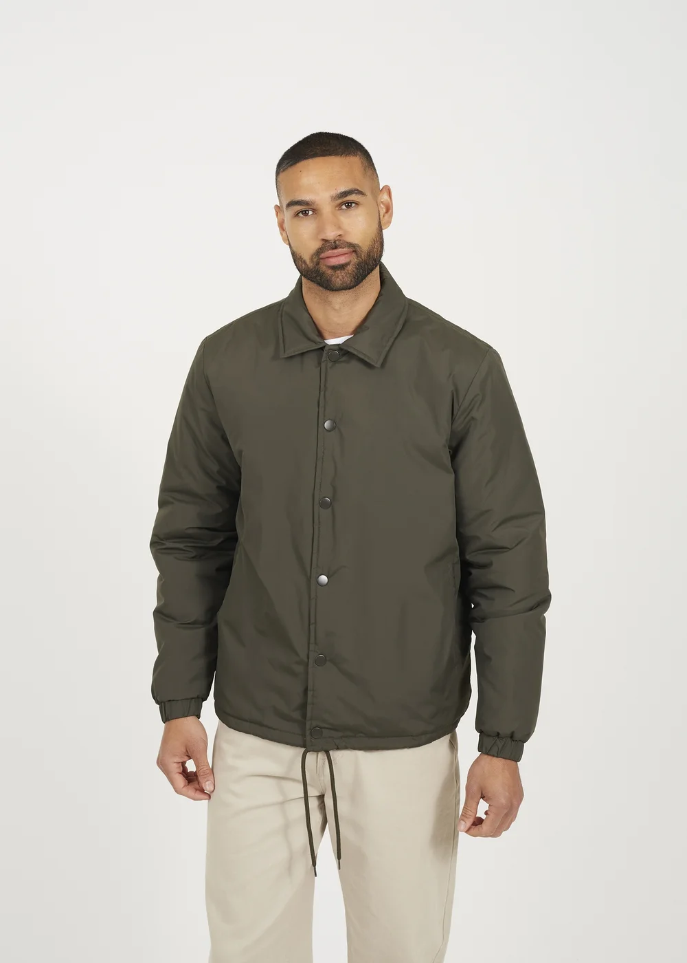 Brave Soul Khaki Padded Coach Jacket - M Image 1