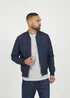 Brave Soul Navy Collarless Bomber Zip-Up Jacket - M Image 1