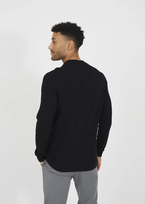 Brave Soul Black Long Sleeve Ribbed Raglan Jumper - Large Image 2