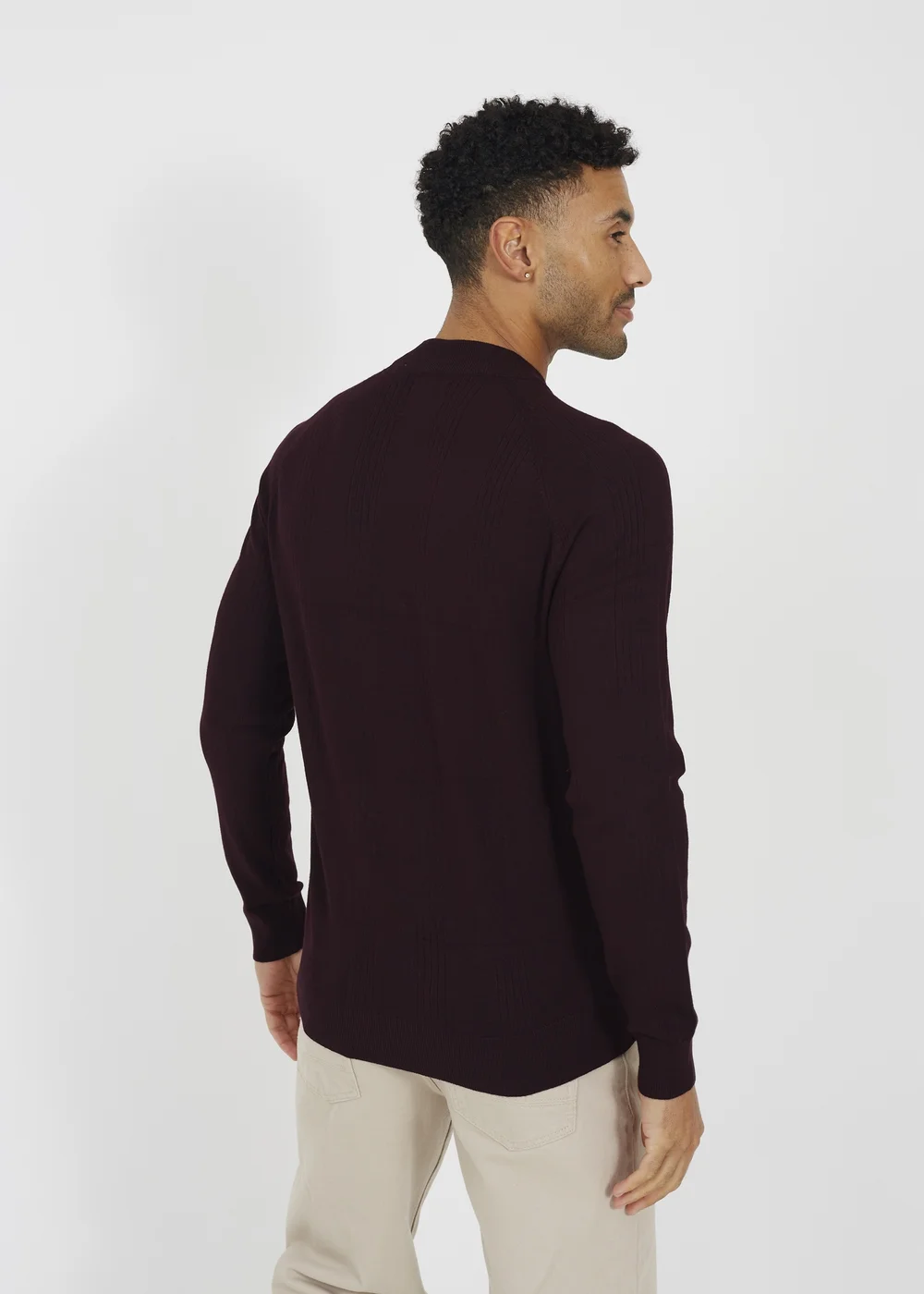 Brave Soul Burgundy Long Sleeve Ribbed Raglan Jumper - 2XL Image 2