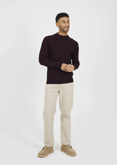 Brave Soul Burgundy Long Sleeve Ribbed Raglan Jumper - 2XL Image 4