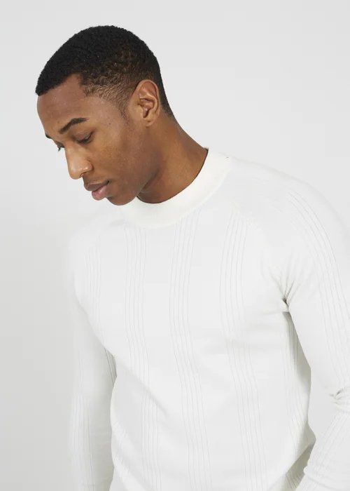 Brave Soul White Long Sleeve Ribbed Raglan Jumper - Extra Large Image 3