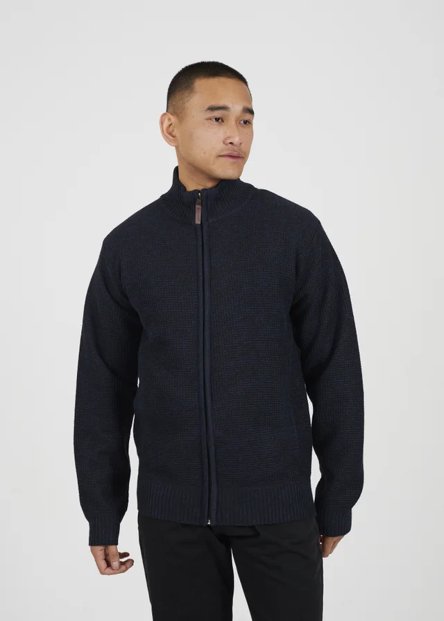 Brave Soul Navy Funnel Neck Jumper with Fleece Lining