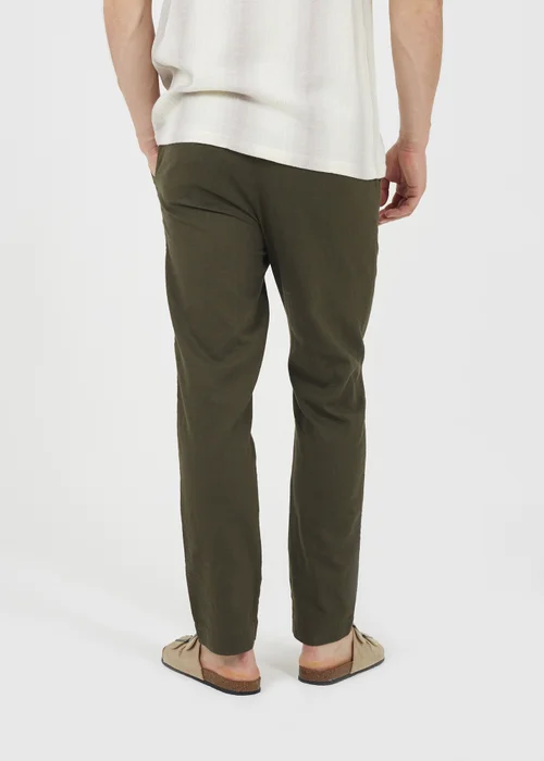 Brave Soul Khaki Relaxed Fit Linen Blend Trousers - 30/L32 Image 2