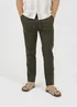 Brave Soul Khaki Relaxed Fit Linen Blend Trousers - 30/L32 Image 1