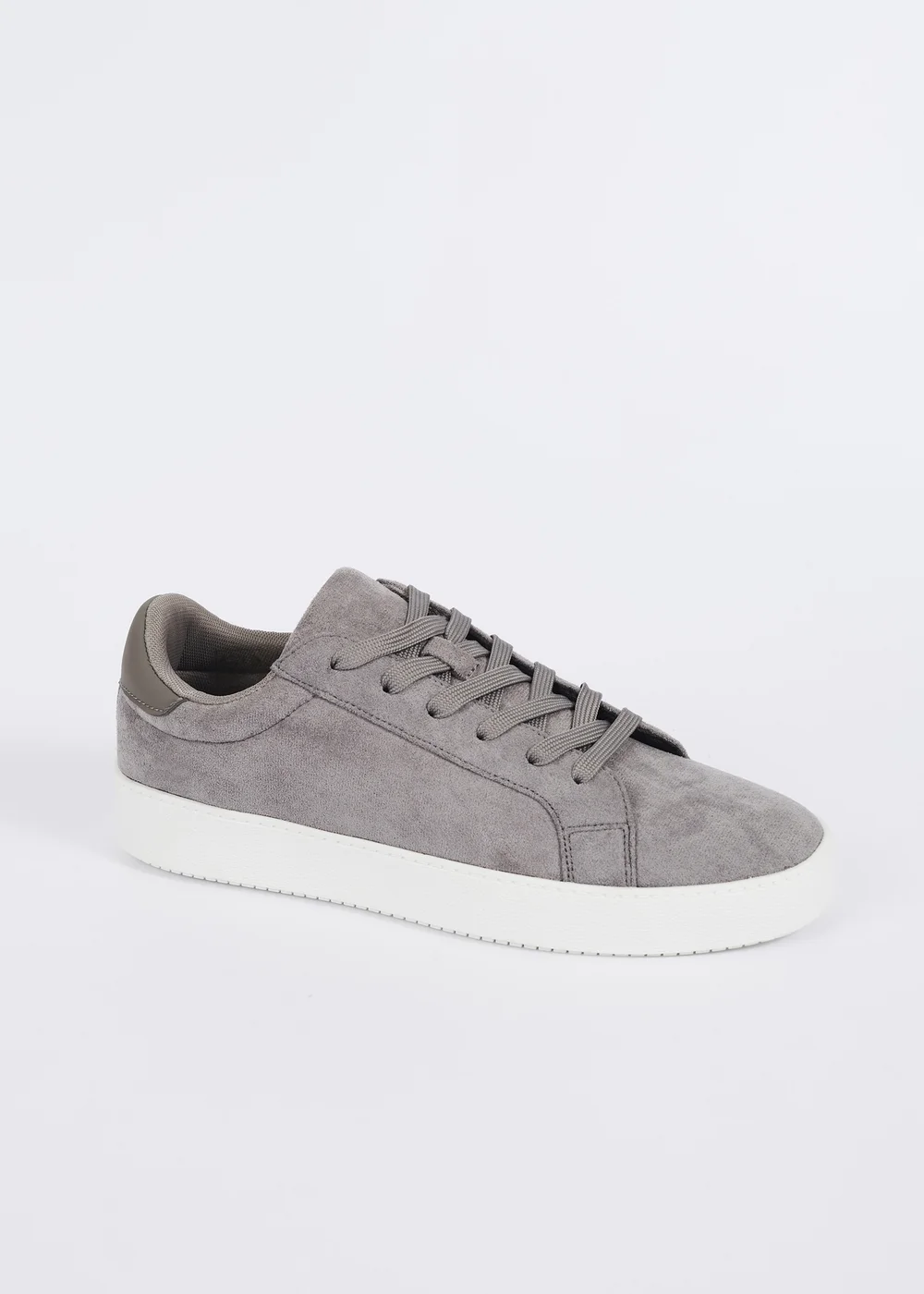 Brave Soul Grey Faux Suede Trainers with Contrast Sole - Size 7 Image 1