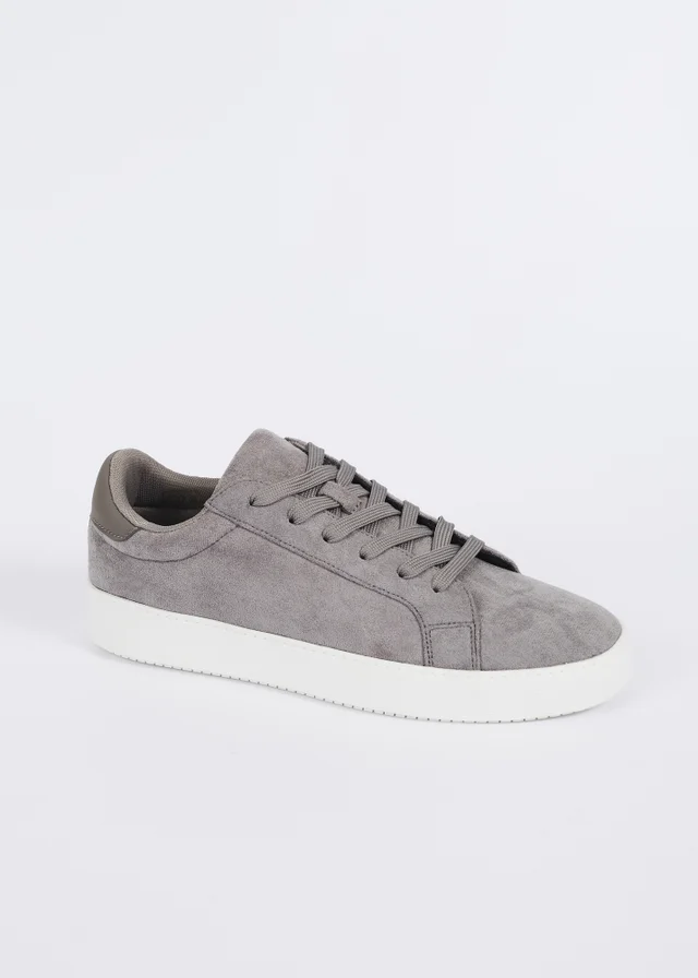 Brave Soul Grey Faux Suede Trainers with Contrast Sole
