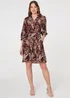 Izabel London Brown Animal Print Tie Waist Shirt Short Dress - 8 Image 4