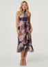 Izabel London Navy Patchwork Sleeveless Midi Wrap Dress - 8 Image 4