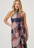 Izabel London Navy Patchwork Sleeveless Midi Wrap Dress - 8 Image 1