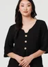 Izabel London Black Button Detail 3/4 Sleeve Relaxed Blouse - 8 Image 3