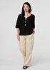 Izabel London Black Button Detail 3/4 Sleeve Relaxed Blouse - 8 Image 4