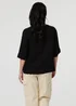 Izabel London Black Button Detail 3/4 Sleeve Relaxed Blouse - 8 Image 2