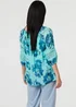 Izabel London Blue Floral Lace Trim Tie Front Bardot Blouse - 8 Image 2