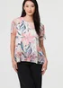 Izabel London Pink Floral Short Sleeve Mesh Layered Top - 8 Image 1