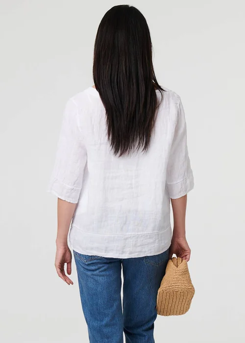 Izabel London White Button Detail 3/4 Sleeve Relaxed Blouse - 8 Image 2